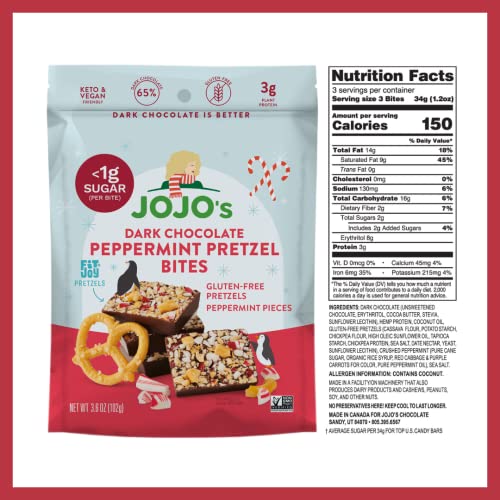 JOJO's Dark Chocolate Peppermint Pretzel Bites Made with Plant Based