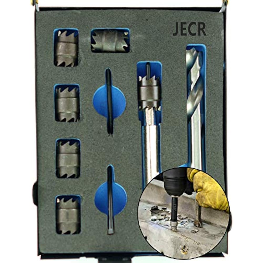 Spot Weld Cutter Kit, 9 Piece Sheet Metal Hole Punch Remover Panel