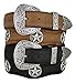 Mens Austin Texas Stars Conchos Western Leather Scalloped Belt