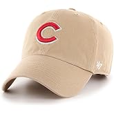 47 Chicago Cubs Khaki Logo Primary Logo Clean Up Adjustable Strap Hat Cap, Adult One Size Fits All