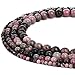 RUBYCA Wholesale Natural Rhodonite Gemstone Round Loose Beads for Jewelry Making 1 Strand - 4mm