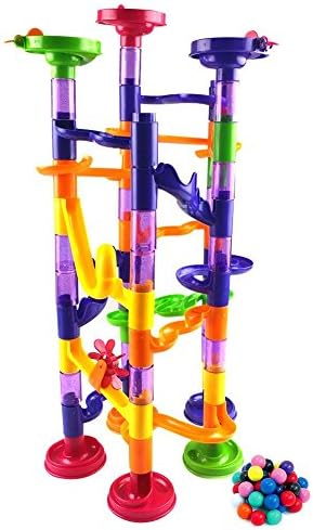 Fun Marble Pipe | Cute Colorful 148pcs Translucent Marble Run Toy Set with 88 Pipe Piece and 60 Marble | Safe Durable ABS Plastic and Manual Instruction for Children Game Education Creativity | 870.02