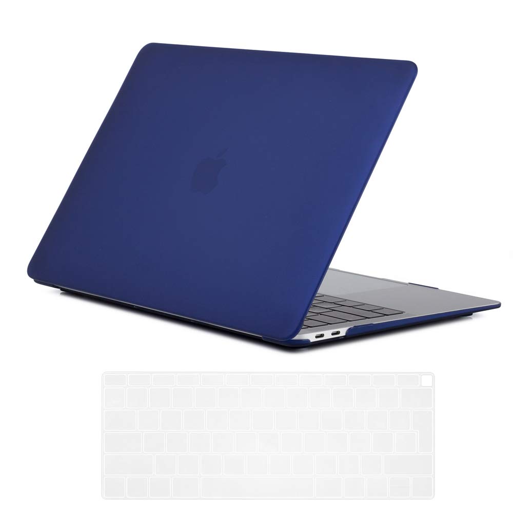 Se7enline Compatible with 2023 2022 2021 2020 2019 2018 MacBook Air 13 Inch Case Frosted Hard Shell Case & Keyboard Cover for MacBook Air 13-Inch Retina Display Touch ID A1932/A2337/A2179, Navy Blue