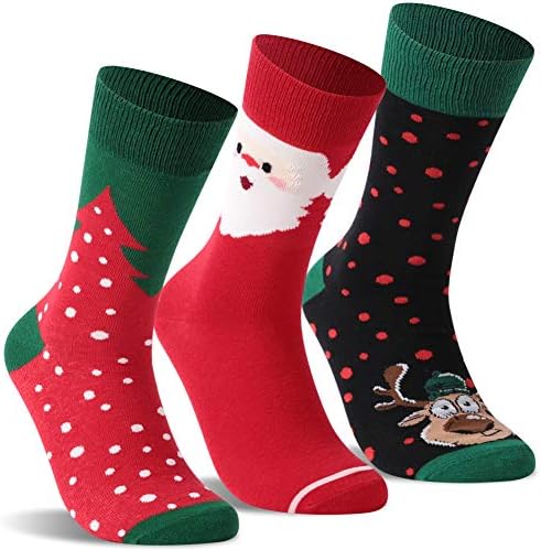 Christmas Gift Dress Socks, TXXM Men Women Colorful Mid Calf Festival Xmas Holiday Novelty Crew Socks 3,4 Pairs