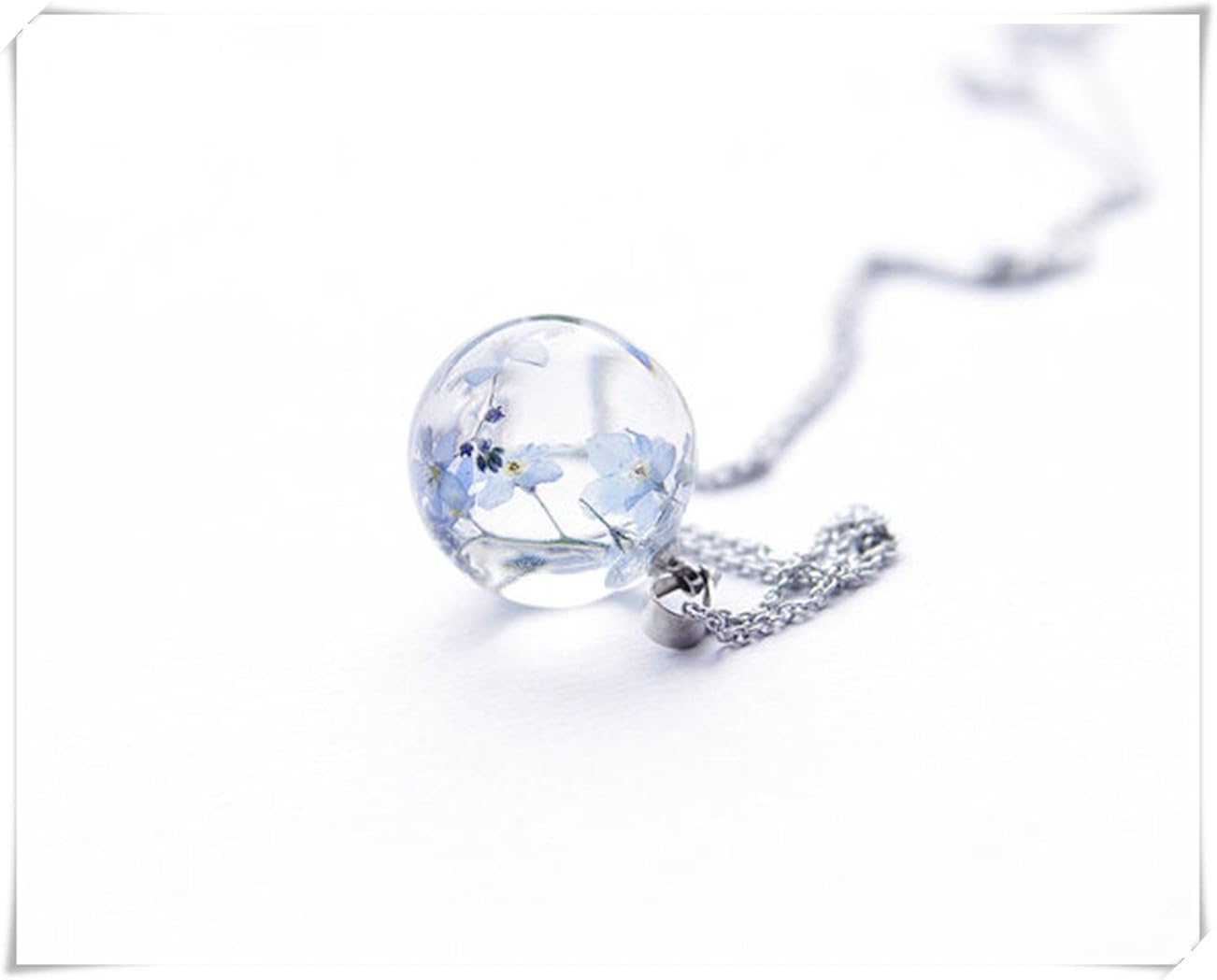 Real Forget-me-not Flowers Necklace 