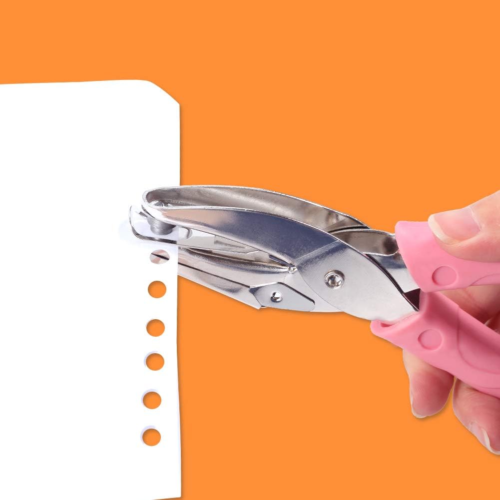 SPEEDWOX Paper Puncher Heart Star Circle Shape with Soft Pink Grip Single Handheld DIY Craft Paper Hole Punch Tool 6 Inches (6mm Circle) - Image 3