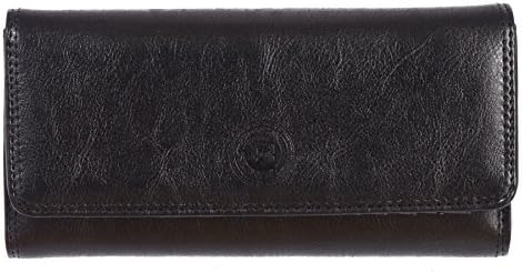Roots 73 Women's Leather Clutch and Checkbook Wallet (Black)