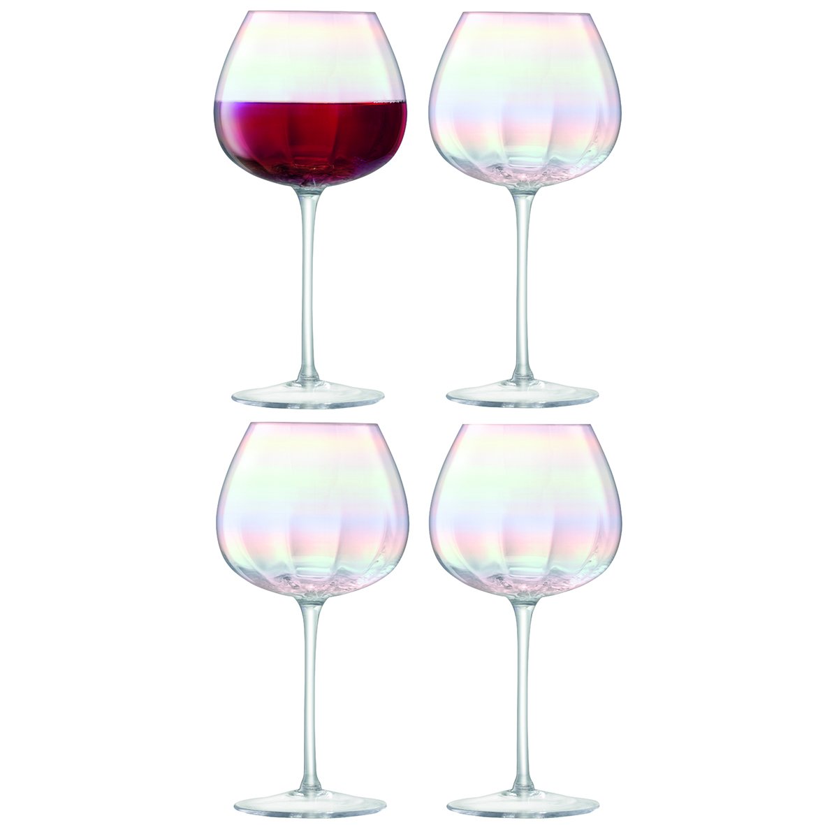 LSA International Pearl Red Wine Glass 460ml Mother of Pearl | Set of 4 | Mouthblown & Handmade Glass | Hand Painted | PE03