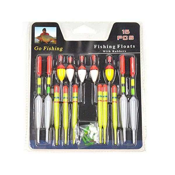OKDEALS-Assorted-Sizes-Fishing-Floats-Bobbers-Slip-Drift-Tubes-Indicator-Box-15PCS