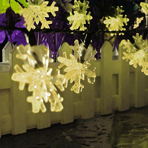 Semintech Solar Outdoor String Lights Crystal Snowflake 30LED Windows Decoration String Light Christmas Snowflake for Patio,Homs,Gardens,Weddings Warm White