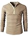 H2H Long Sleeve Henley Shirts for Men Casual Waffle Cotton T Shirts Beige US L/Asia XL (CMTTL045)