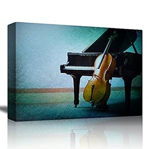 Piano and Violin with a Blue Vignette Textured Background - Canvas Art Home Art - 12x18 inches