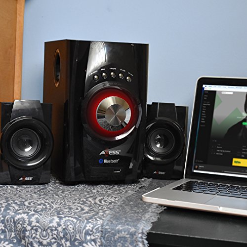 AXESS Bluetooth Mini System 2.1-Channel Home Theater Speaker System Red (MSBT3901)
