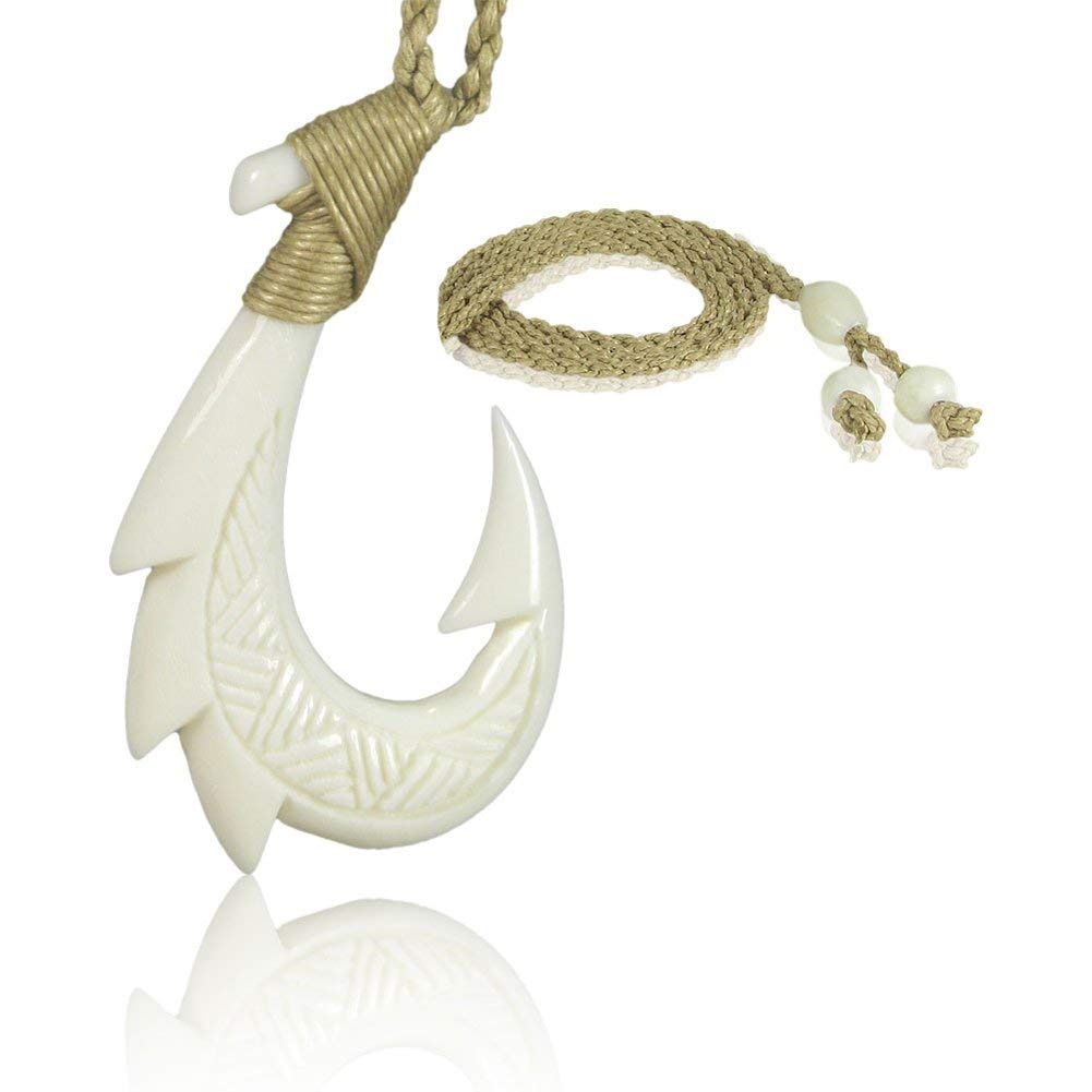 Download Kanakala Pacific Hawaiian Hand Carved Bone Fish Hook Necklace Necklaces Men