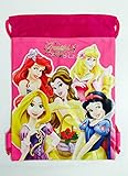 New Disney Five Princesses Drawstring String Backpack School Sport Gym Tote Bag!- Pink