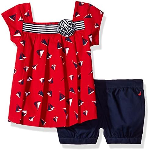 Nautica Little Girls' Fashion Top and Shorts Sets, Boat Red, 6