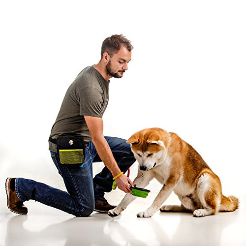 Dog-Treat-Bag-Training-Pouch-for-Small-and-Large-Dogs-with-Clicker-and-Collapsible-Food-Bowl-BPA-Free--Pet-Treats-Tote-Bag-with-Waist-and-Shoulder-Reflective-Straps-and-Belt-Clip