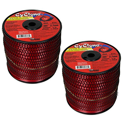 Cyclone .105-Inch 3-Pound Spool Commercial Grade 6-Blade Grass Trimmer Line, Red CY105S3 (2 Pack)