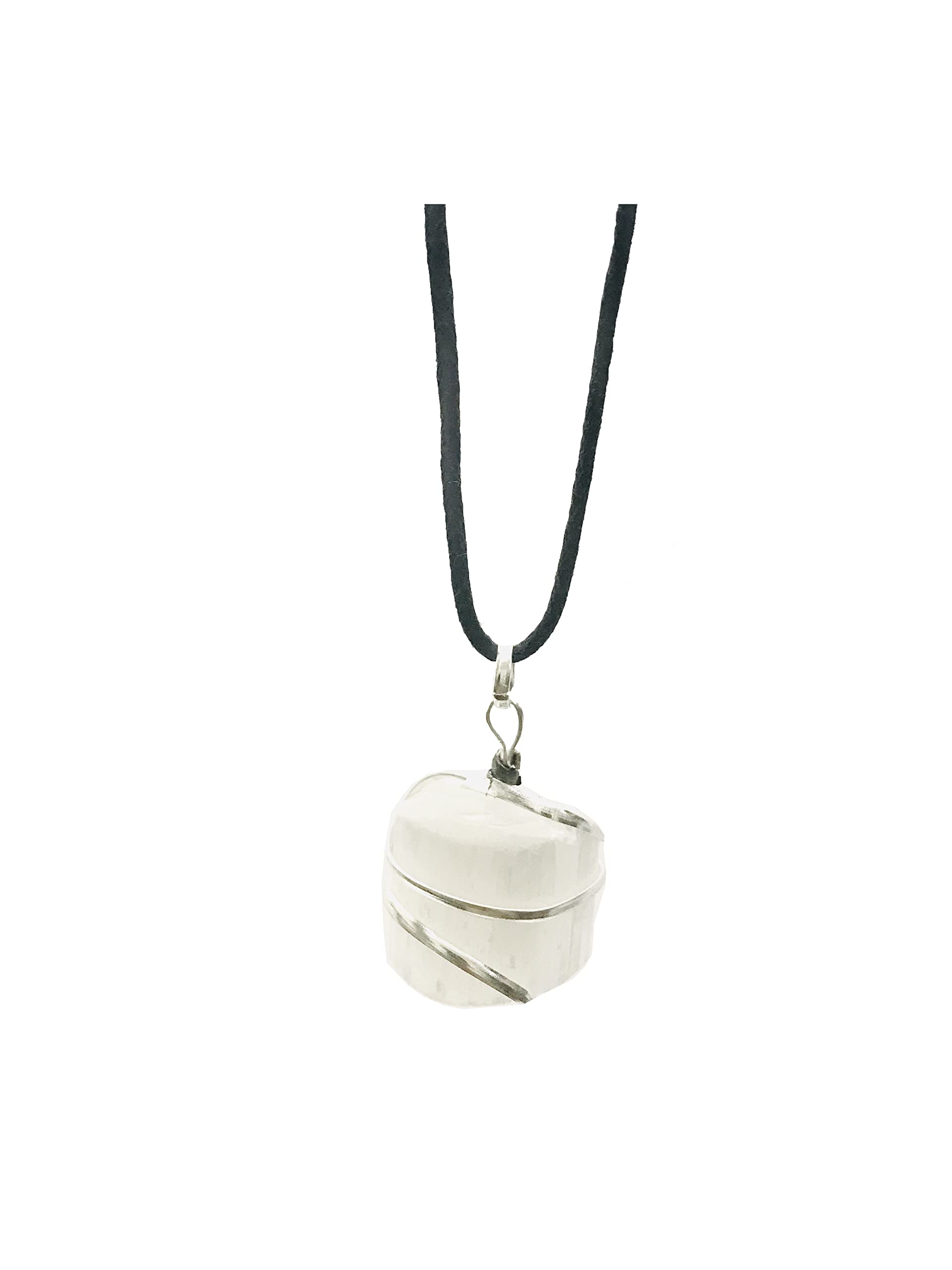 Gavya International Raw Selenite Crystal Pendant Tumbled Necklace Chakra, Healing, Lucky Protection Reiki Energy Wellness Crystal Healing Metaphysical spiritual Gift for men women
