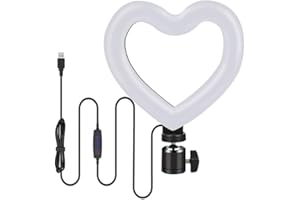 FHH 6 inch Heart-Shaped Tricolor Fill Light Dimmable LED Ring Light Makeup Photography Video Live Stream Lamp 2500-4500K Colo