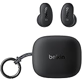 Belkin SoundForm Anywhere Wireless EarBuds, IPX4 Waterproof Bluetooth Earphones, Long-Lasting Comfort, Compact Case with Keyring for iPhone, iPad, Tablet, Laptop, Hiking, Running, Travel, etc. - Black