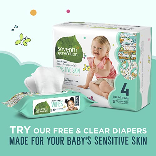 Seventh Generation Baby Wipes Sensitive Protection with Snap Seal Unscented Baby Wipes 64 Count