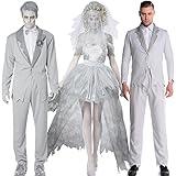 MERRYCOCO Adult Halloween Ghost Costume corpse bride and bridegroom costume