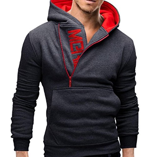 Men's Winter Clothes, New Men's Casual Hooded Sweatshirt Tops Jacket (Dark Gray, XL)