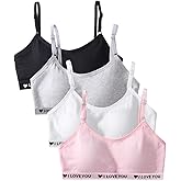 ABTRAV Teens Girls Bras Cotton Wireless Camisole Stretch with Fixed Pads Breathable Training Bralette for 10-18 Years