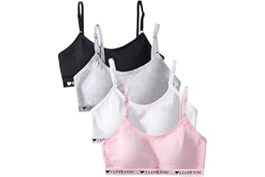 ABTRAV Teens Girls Bras Cotton Wireless Camisole Stretch with Fixed Pads Breathable Training Bralette for 10-16 Years