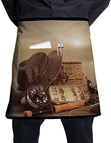 Fishing Pole Shpes Sunset Adjustable Apron With Pocket For Kitchen BBQ Barbecue Cooking Women's Men's Great Gift For Wife Ladies Men Boyfriend