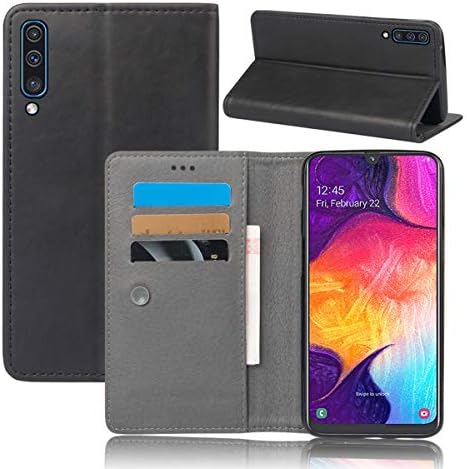Fusutonus Leather Case compatible with Samsung Galaxy A50, Wallet Leather Flip Case Cover with Stand Function Shockproof Bumper Cover Leather Card Case with Card Slots for Galaxy A50,Black