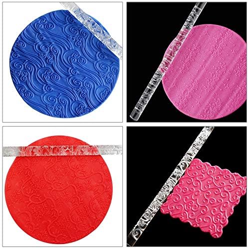 Pastry Tool Roll - Baking Tools Transparent Embossing Acrylic Rolling Pin Fondant Cake Decorating DIY Pastry Cake Top Decoration Baking Tools baking tools