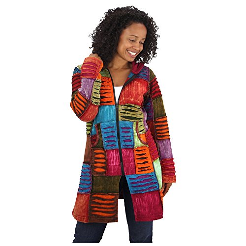 Coat of Many Colors Hooded Long Jacket, XX-Large, Multicolor