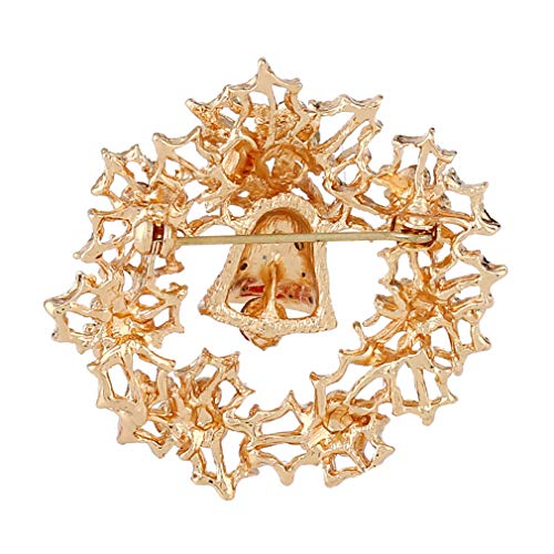 YAZILIND Christmas Brooch Pin Bell Flower Wreath Rhinestone Corsage Xmas Breastpin Jewelry Gifts Yellow