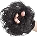 Felendy Messy Hair Bun Extensions Donut Chignons Wedding Hairpiece Thick Curly Wavy Hair Updo for Women Lady Girl Natural Blackthumb 3