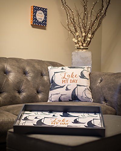 Lake My Day Sailboat Silhouette Tray, Throw Pillow and Wall Art Plaque Set of 3 for the Home