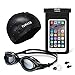 Swimming summer kit,Waterproof bags Case,Silicone Swim cap, Swimming goggles Earplugs, Nose Clips Anti Fog No Leaking No slip for Men Women Adult Youth Kids Child -3 Piece Suits