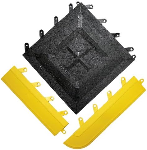 Wearwell PVC 543 FIT Functional Interlocking Anti-Fatigue Gritted Tile, Solid, for Wet Areas, 12" Width x 12" Length x 5/8" Thickness, Black (Pack of 20)
