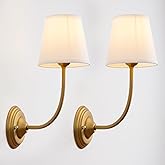SongCiLT Vintage Fabric Wall Sconces Set of 2 with 5.5" Funnel Linen Cloth Shade, E26 Hardwired Indoor Wall Mounted Lamp Fixt