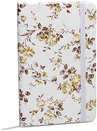 Floral Pattern Color Journal / Mini Notepad / Handy Diary / Writing Notebook / Lined Pages Book / Banded Journal / Hardbound with Bookmark (192 Pages, 3.5" x 5.5") (Brown)