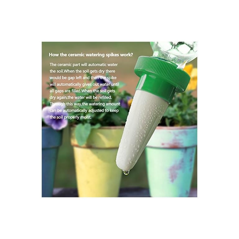 TIMESETL 4Pack Plant Waterer for Vacations, Ceramic Watering Spikes for