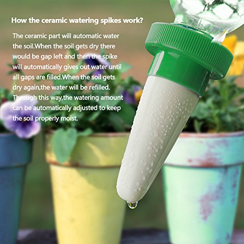 TIMESETL 4Pack Plant Waterer for Vacations, Ceramic Watering Spikes for