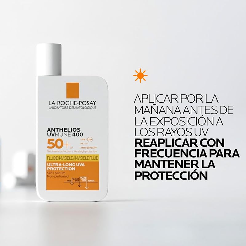Protetor Solar La Roche Posay, FPS50+, Previne o Stress Oxidativo, Resistente à Água, Suor e Areia, Fórmula com Mexoryl 400, Fluido Invisível, Anthelios UV-MUNE 400, 50 ml