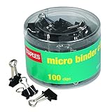 Staples Micro Metal Binder Clips, Black, 1/2