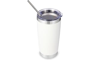 Volhoply 20oz Stainless Steel Tumbler with Lid and Straw,Double Wall Insulated Travel Iced Coffee Mug Fits Car Cup Holder,Pow