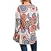 Floral Print Blouses Women Loose Plus 3/4 Sleeved V-neck Casual Tunic Tops White XX-Large
