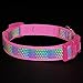 Blueberry Pet 9 Patterns Magic Rainbow Color Reflective Polka Dot Holo Dog Collar in Passion Pink, Large, Neck 18