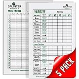 Splinter Woodworking Co. 5 Big Laminated Yardzee & Farkle Score Cards (11.5in x 8in) with Rules | Large Reusable Dry Erase Pads for Giant Outdoor Dice Games | Jumbo Score Sheet for Yardzee and Farkle