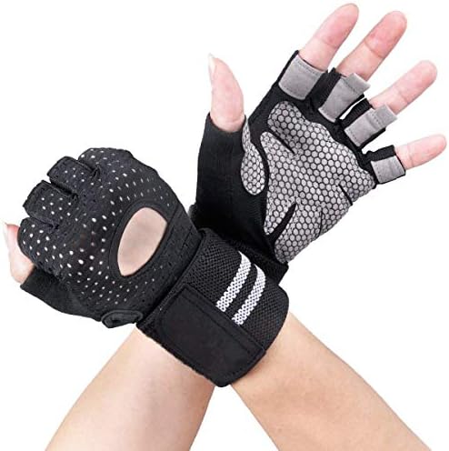 Breathable Ultralight Weight Lifting Sport Gloves, Gym Workout Exercise Gloves with Wrist Wrap Support for Powerlifting, Cross Training, Fitness, Bodybuilding, Best for Men & Women (M)